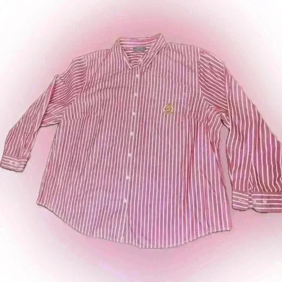 Lauren by Ralph Lauren, red and white pinstriped button down top. - Picture 1 of 4